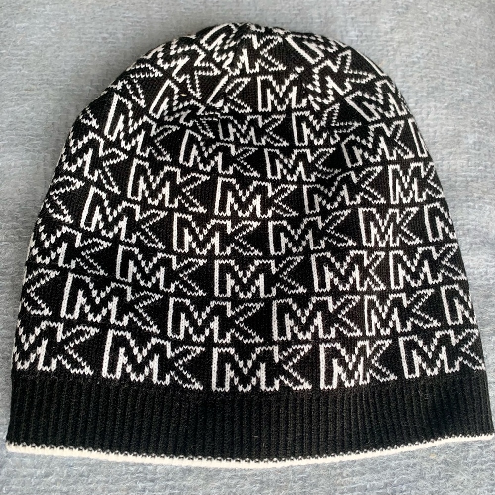 Michael Kors Monogram Black and White Reversible Beanie